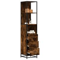 vidaXL Armario de baño madera contrachapada roble marrón 35x37,5x166cm en color Marrón roble/Roble ahumado/Roble Sonoma y más | almacenamiento funcional diseño moderno para baño dormitorio sala - details 1