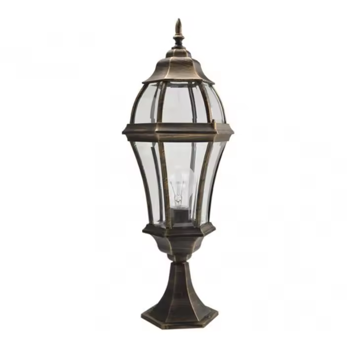 FABRILAMP Farol Sobremuro Exterior Aluminio Becrux 1xe27 Neg/Oro 64,5x21x21 Cm IP44 - Diseño Elegante - 1