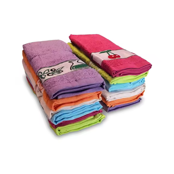 STARLEY - 6 Paños de Cocina Rizo 100% Algodón, 50x50 cm – Multicolor con Dibujo Bordado, Estilo Surtido, Juego de Trapos Suaves – Modelo Enviado al Azar - 1
