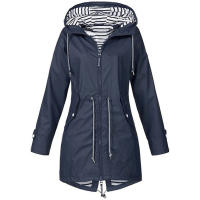 Abrigo De Lluvia Impermeable Para Mujer Casual Básico De Exterior Trenzado Ligero Con Cordón Ropa De Senderismo Para Mujeres - details 4