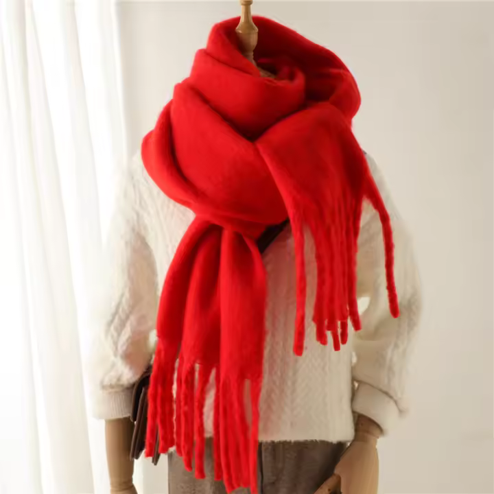 Nueva Bufanda Gruesa Para Mujer De Otoño Invierno 240x38cm Estilo Fashion Suave Y Cálida Con Borlas Mohair Para Europa Y América - 1