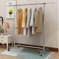 Burro Ropa, Perchero de Pie, Perchero Burro Ropa, Percheros de Ropa Resistente, Perchero Burro Ajustable de Metal con Ruedas - Altura Regulable - Burro Extensible para Ropa - 132 x 40 x 170 cm - details 1