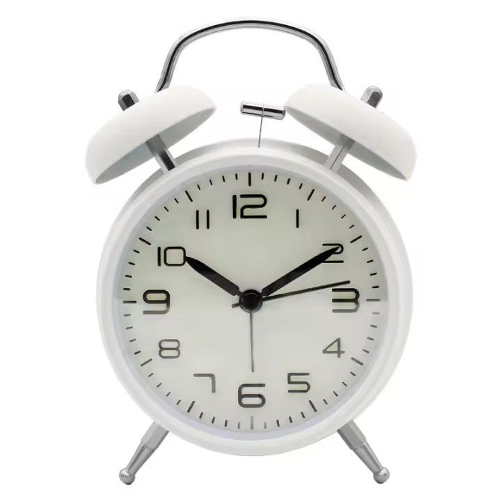Reloj De Alarma De Bola Doblemente Con Silbato De 4 Pulgadas Marco De Metal Pantalla 3D Con Luz Trasera Operado Por Batería Para Escritorio En Casa Y Oficina - 1