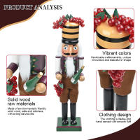 Nutcrackador De Madera 38CM Figura De Soldado Rey De Pan De Jazmín Decoración De Navidad Juguetes De Marioneta De Soldado De Madera - details 2