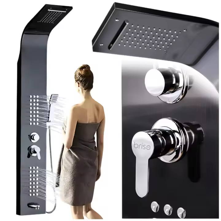 Panel de ducha con hidromasaje, grifería de baño, cascada, ducha de lluvia - 1