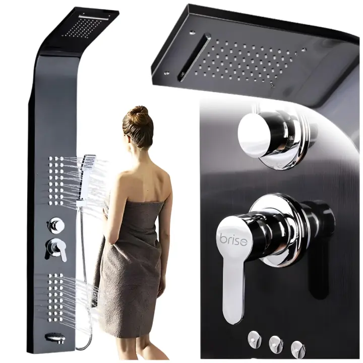 Panel de ducha con hidromasaje, grifería de baño, cascada, ducha de lluvia - 1