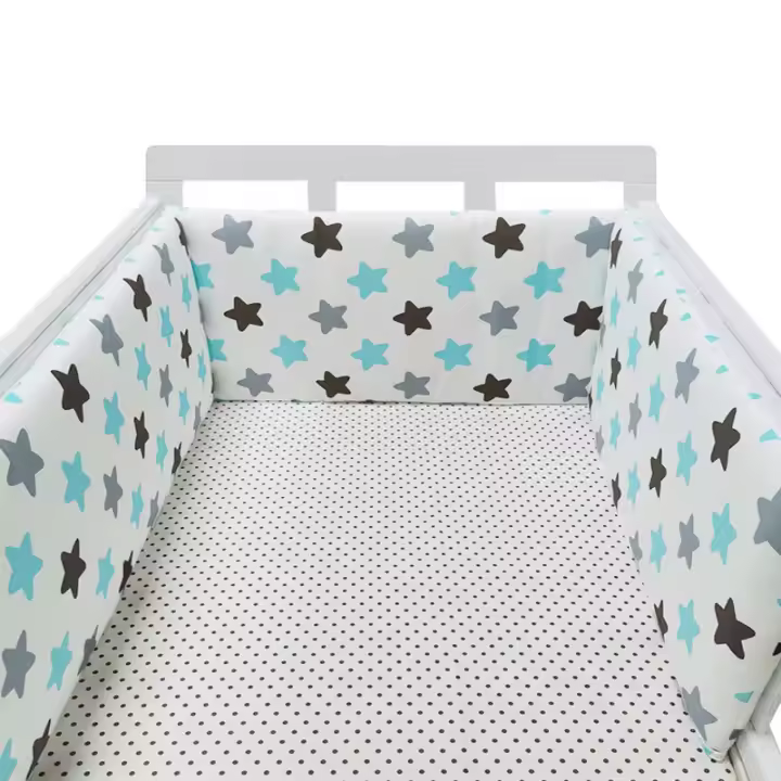 Protector de cuna Chichonera Para Bebe, Barrera de Cama de Algodón Para recien nacidos, Copo de trenza, CUNA Para El Bebe SSITO - 1