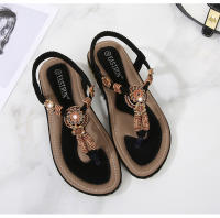 Zapatos de playa europeos y americanos para mujer, verano 2025. Zapatos casuales planos anchos con cuentas de madera tejidas. - details 25