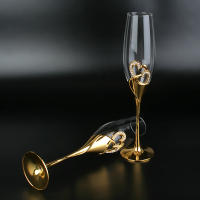 Vajilla De Vino Tinto Y Champán De Cristal Dorado Para Bodas Y Ocasiones Especiales Vidrio Europeo Para Vino Espumoso Dulce Uso Doméstico - details 5