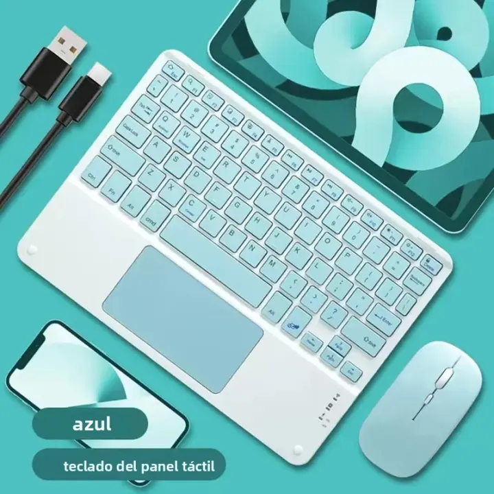 Teclado Portátil Recargable Con Touchpad 10 Pulgadas Bluetooth Para iPad Tablet Teléfono PC Con Ratón Teclado Móvil De Membrana Inglés Incluye Batería - 1