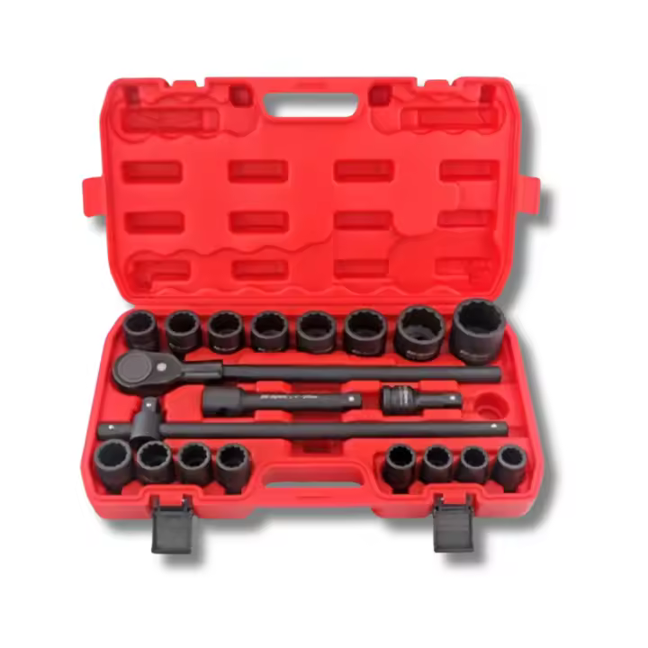 Maletín herramientas 3/4" XXL 21-50mm, 21 piezas – Para maquinaria y trabajos pesados, Vasos cromo molibdeno reforzado 21, 22, 23, 24, 26, 27, 28, 29, 30, 32, 34, 36, 38, 41, 46 y 50 mm - 1