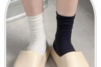 Medias Largas De Verano Para Mujer ANHUHU Seda De Hielo Delgadas Y Transpirables Estilo Casual Negro Y Blanco - details 4