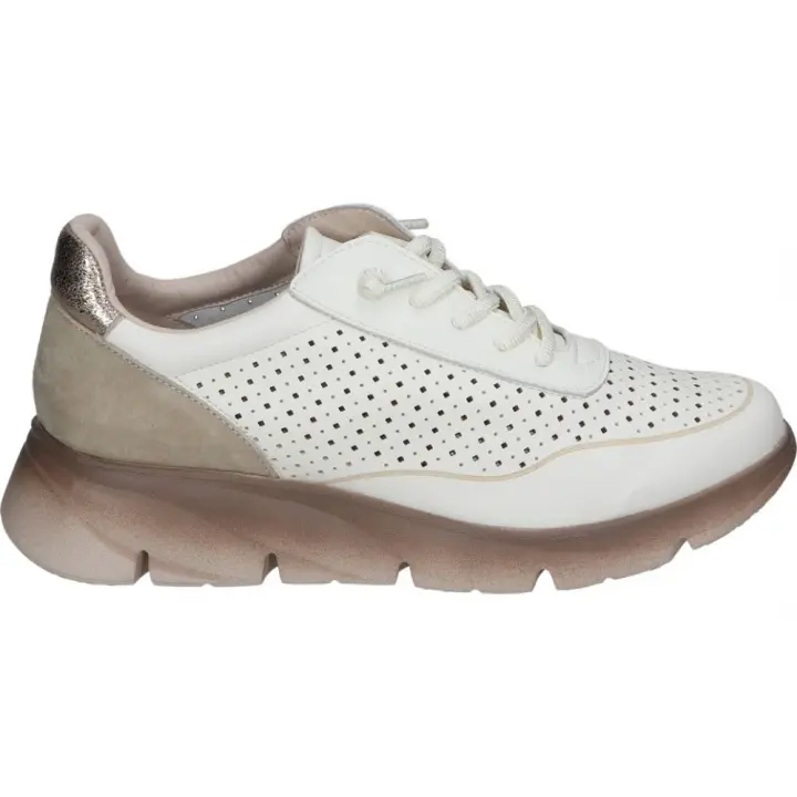CALZAZUL-FLEX | Zapatos de Piel Calzazul-Flex para Mujer – Zapatos con Cuña en Color Blanco con Detalles – Zapato con Cierre de Cordones – De Piel – Cuña Media y Cómoda – Alta Calidad – Modelo 184 - 1