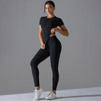 SSITO Conjunto de Mallas de gimnasio de secado rápido, traje de Yoga, Conjunto Deportivo with manga, transpirable, elástico, Gimnasio, Yoga, Fitness Delgado, Top activo, pantalón de Yoga ajustado - details 12