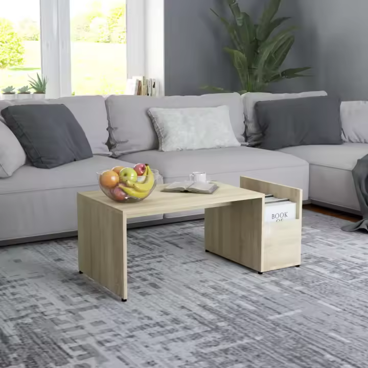 Mesa de Centro Madera contrachapada color Roble 90x45x35cm - 1