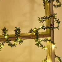 Luces De Navidad En Forma De Hoja Verde LED Cadena De Luces De Hierro Cuádruple Línea Simulación De Vínculo Verde Para Decoración - details 3
