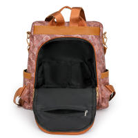 Mochila Elegante Para Mujer De PU Cuero Ligero Y Antirrobo Con Estampado Floral Estilo Casual Para La Escuela Y La Juventud - details 5