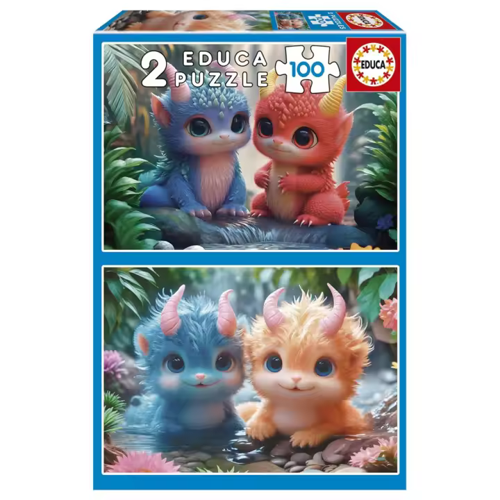 Puzzle 2X100  piezas Monstruos Adorables (Educa 20224) - 1