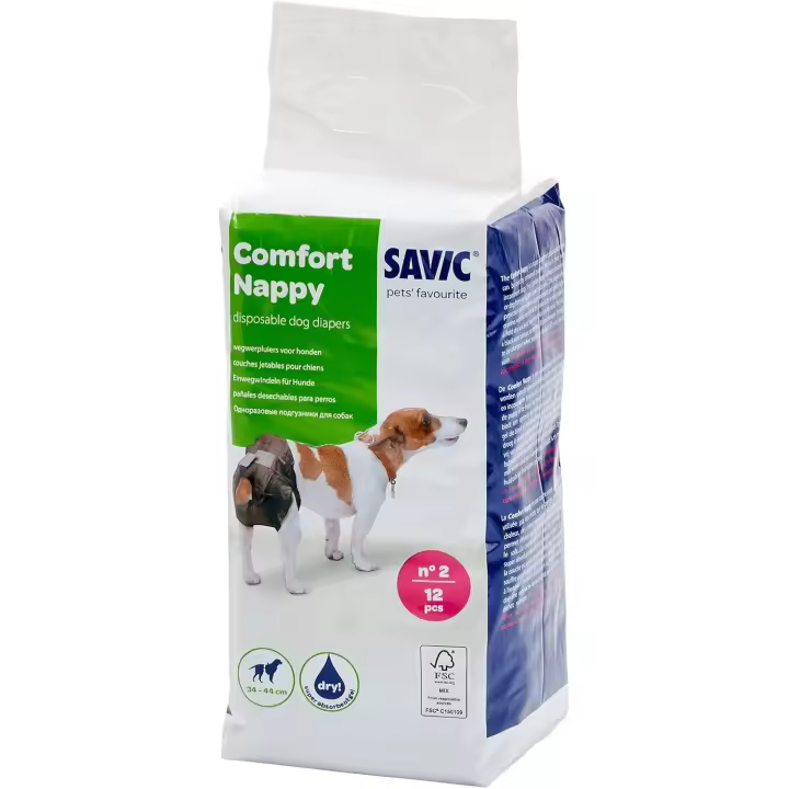 Pañales para Perros Comfort Nappy T2 – 12 Unidades – Ultra Absorbentes y Desechables – SAVIC - 1