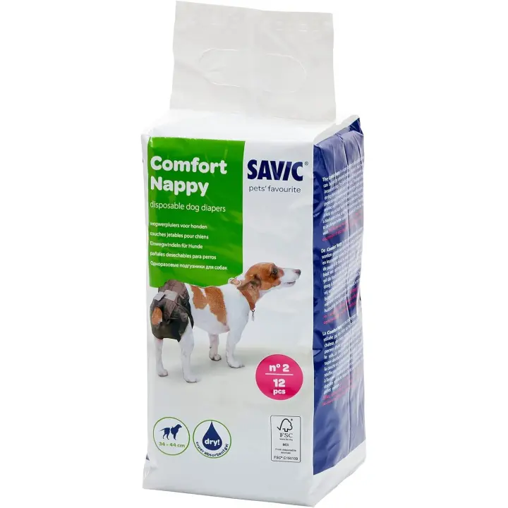 Pañales para Perros Comfort Nappy T2 – 12 Unidades – Ultra Absorbentes y Desechables – SAVIC - 1