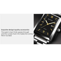 Reloj De Lujo Para Hombre De Marca Top Fashion Cuadrado Oro Plata Cuarzo Correa De Acero Inoxidable Estilo Élégante Y Casual Resistente Al Agua - details 6