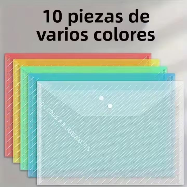 10pcs Carpeta Transparente De Plástico A4 Para Estudiantes Organizador De Documentos Suministros Escolares - 1