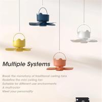 Ventilador de techo con control remoto inteligente USB de 7,08 pulgadas con tres velocidades de viento y tres tiempos, adecuado para uso doméstico (blanco, azul, amarillo, naranja opcional) - details 4