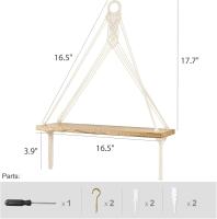 Estantes colgantes Boho decoración de la decoración Juego de 2estantes de almacenamiento flotantes de Madera - details 1