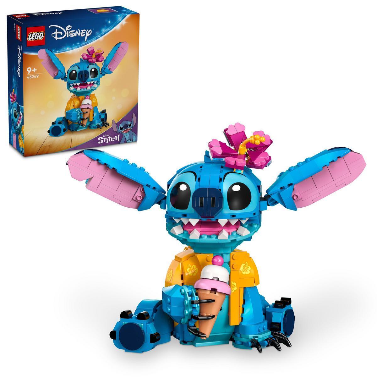 LEGO 43249 Disney: Stitch con Camisa Hawaiana, Figura Articulada para Construir con Helado y Flor Decorativa, Ideal para Fans de Disney