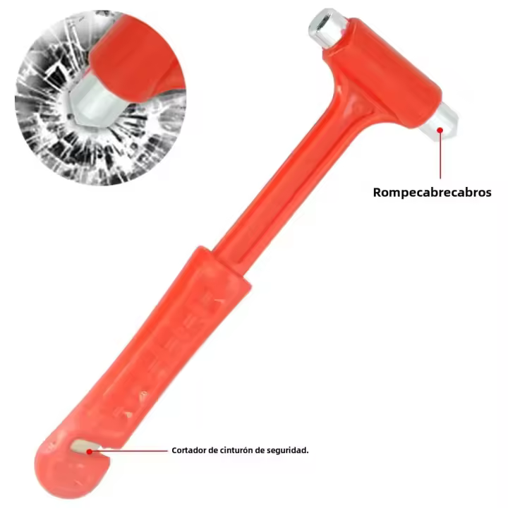 Martillo De Emergencia Para Coche Herramienta De Rescate Con Rompe Vidrio Y Corte De Cinturón De Seguridad Uso Multifuncional Tamaño 160x60mm - 1