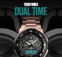 Reloj De Pulsera Deportivo De Moda Para Hombre SKMEI 1370 Lujo Acero Inoxidable Resistente Al Agua Cronógrafo Dual Pantalla LED Y Analógica - details 0