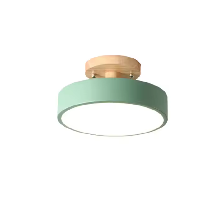 Lámpara De Techo Industrial Nórdica Para Entrada Sala De Estar Comedor Dormitorio Estudio Baño Luz Redonda De Madera Moderna - 1