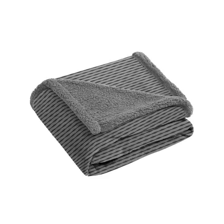 Manterol - Manta plaid de sofá de borreguito rayas grises. Tejido de sherpa extra suave, cálido y mullido, ideal para sofá o pie de cama. - 1