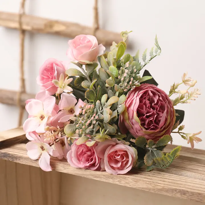 Rosa De Seda Blanca Para Otoño 30cm Flores Artificiales Para Boda Decoración De Mesa Hogar Arreglo Floral Lujo DIY - 1