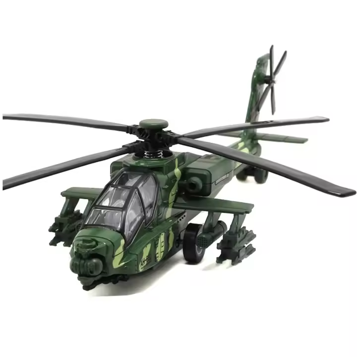 AH-64 Helicóptero De Aleación De Juguete Con Sonido Y Luz Miniatura Auténtica Regalo Ideal Para Niños Divertido Juego Realista - 1