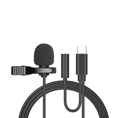 Mini Micrófono Lavalier Portátil 1.5m Condensador Tipo C Clip-on USB-C 3.5mm Para Mac Laptop PC Teléfono - 1