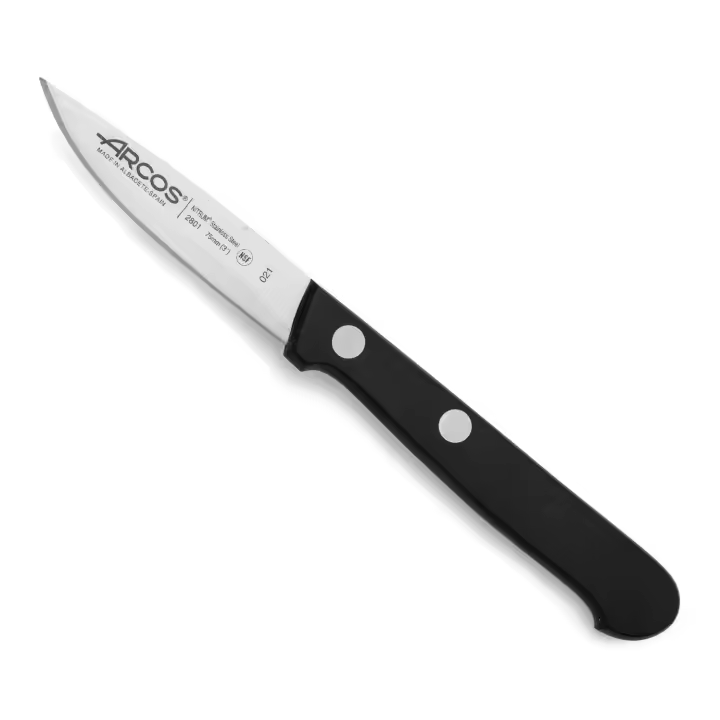 Arcos Cuchillo Pelar Acero Inoxidable. Cuchillo Cocina para Pelar Frutas y Verduras. Mango Ergonómico Polioximetileno y Hoja 75mm. Serie Universal. Color Negro. - 1