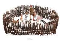 Juguetes DIY Para Niños Animales De La Granja Ponedero Valla Modelo Pastura Zoológico Figuras Captura Lobo Guardia De Acción - details 10