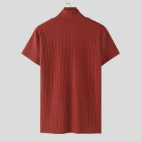 Camiseta De Hombre 2024 Knitted Vuelta En V Color Sólido Verano Estilo Casual Camiseta De Moda Streetwear Manga Corta Tallas S-5XL INCERUN - details 9