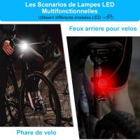Luz LED para Bicicleta, Luz trasera y trasera recargable para Bicicleta, 4 Modos de Brillo, iluminación USB a prueba de golpes, resistant to Agua, MTB, Carro de Bicicleta para acampar - details 3