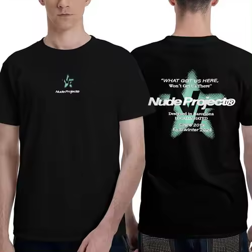 Camiseta de Manga Corta, 100% Algodón, Ropa Unisex para Hombres y Mujeres en 5 Tallas, Camiseta Negra CON DOBLE ESTAMPADOS, Cuello redondo. - 1