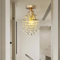 Lámpara De Techo Artificial De Cristal Dorado 1Pc Base E27 Para Iluminación De Pasillo Sala De Estar Cocina Sin Bombillas Incluidas - details 2
