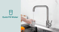Grifo Cocina Giratorio de 360°, Grifos Cocina Fregadero Monomando Acero Inoxidable SUS304 con Aireador, L-Form Alta Presión Universal, Mezclador de Fregadero Cocina Cepillado - details 1