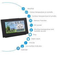 Multifunctional Wireless Weather Station Forecaster Indoor Outdoor Thermometer Hygrometer with Sensor Color Screen Alarm Clock - details 25