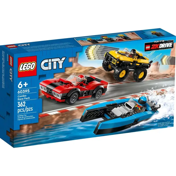 LEGO 60395 Combo Race Pack de Vehículos Deportivo, Coche Deportivo, SUV  y Lancha - 1