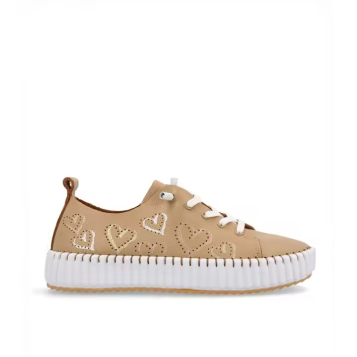 ZAPATILLAS FRESCAS DE PIEL CON CORAZONES THE HAPPY MONK MALLORCA 009 BEIGE - 1