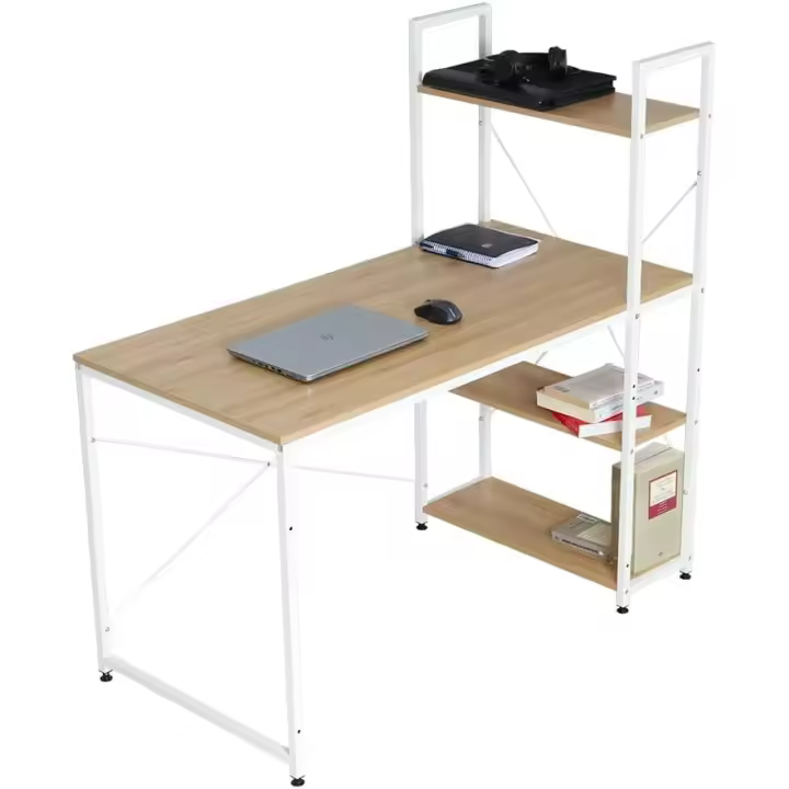 DUPI Escritorio librería Moderna con estantería de 3 baldas de Madera, Estructura metálica, 120x64x70 cm - 1