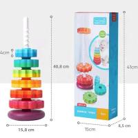 Torre De Colores Rainbow Rotada Con Música Juego De Pila De Anillos Montessori Para Educar a Niños Mayores De 3 Años - details 14
