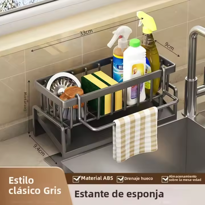 Organizador De Fregadero ABS Plástico Soporte Para Esponja Y Toalla Riesgo De Rusticidad Auto-draining Capacidad De Soporte Fuerte - 1