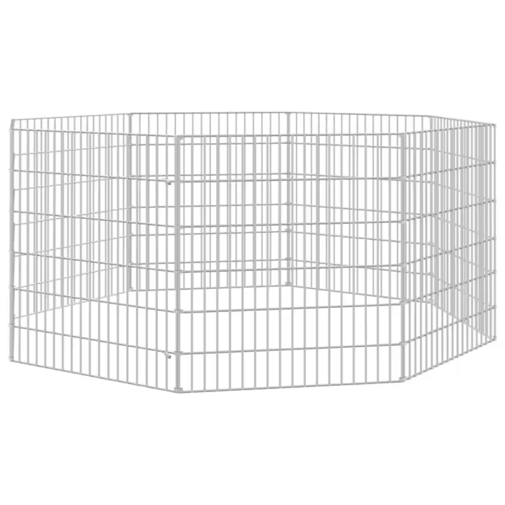 vidaXL Recinto Animales Corral 8 Paneles Jaula para Conejos Hierro Galvanizado Dimensiones 54 x 60 cm, 54 x 80 cm, 54 x 100 cm - 1